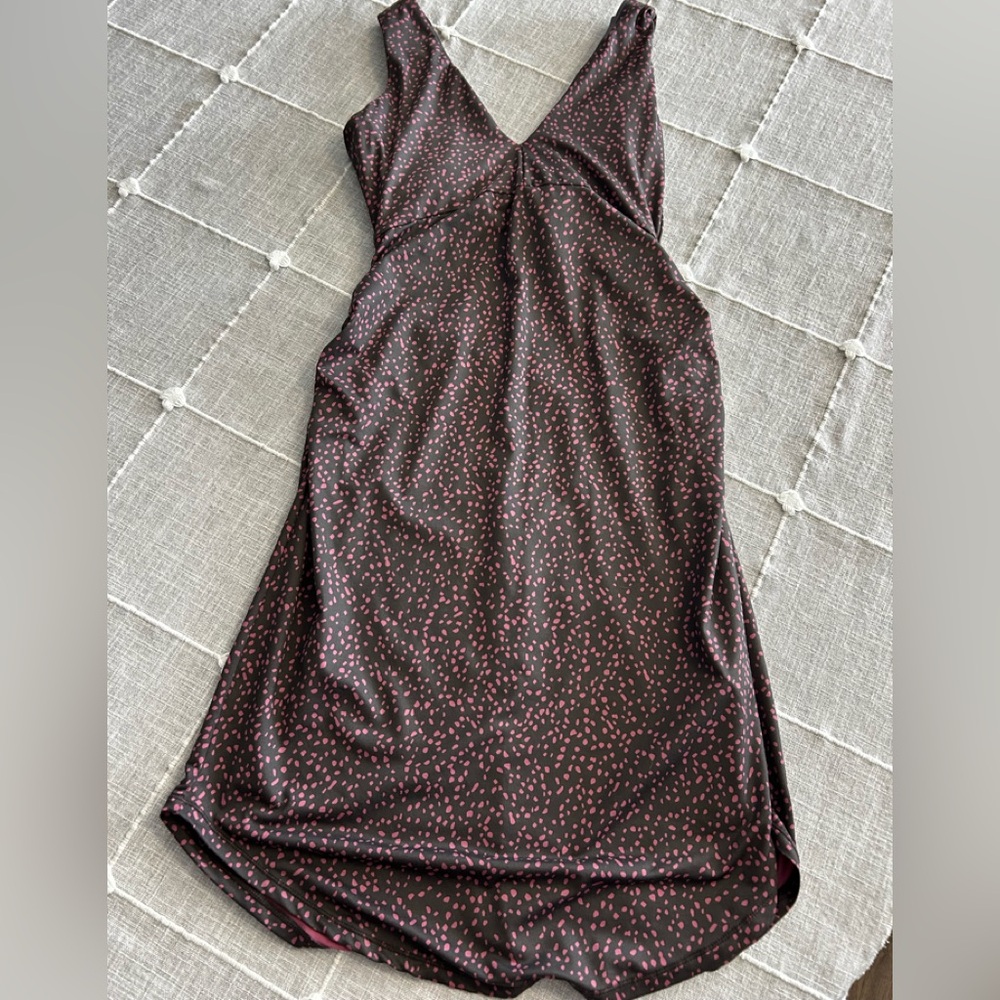 Prana V-Neck dress in Black with Pink Speckle Print